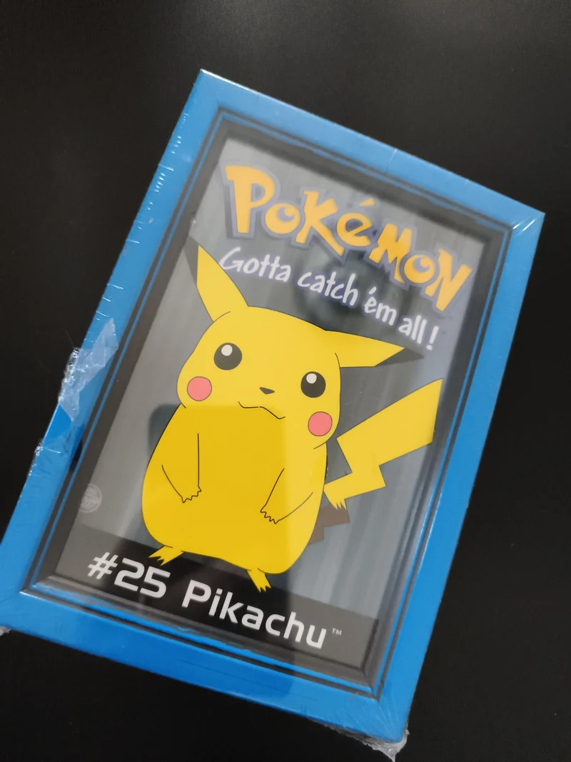 Cadre décoratif Pokémon Pikachu #25 bleu, illustration sous verre, Gotta catch '