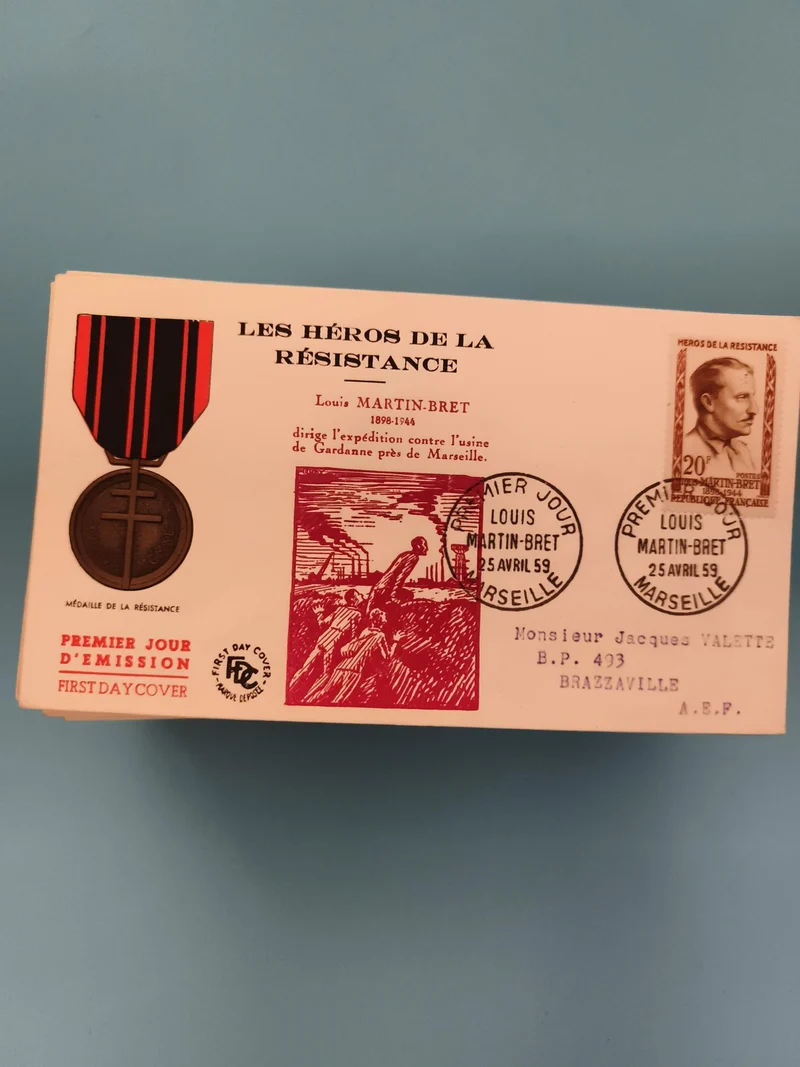 Lettre Premier Jour Héros de la Résistance Martin-Bret 1959 Marseille Philatélie