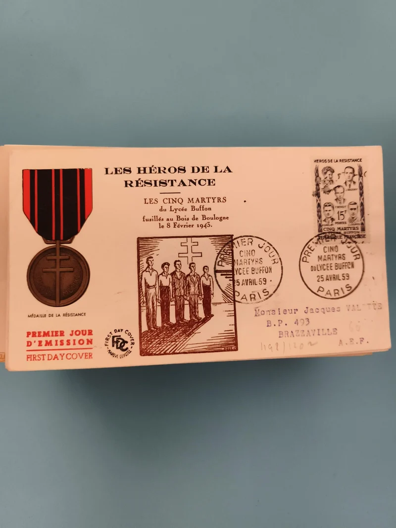 Lettre FDC Les Héros de la Résistance Cinq Martyrs Buffon 1959 Philatélie (Ref 2
