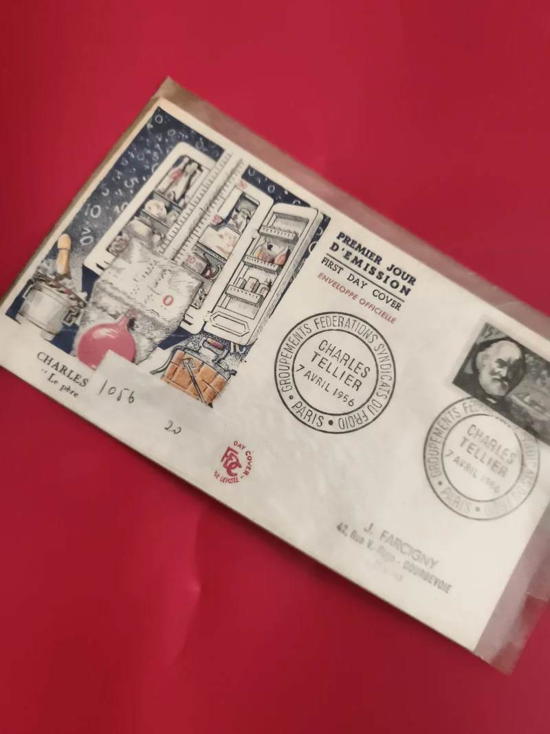 Lettre FDC Premier Jour Charles Tellier 1956 illustrée Paris philatélie (Ref 1)