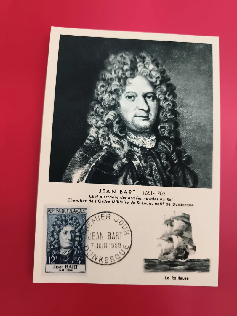 Carte FDC Jean Bart 1958 Timbre 12f Dunkerque illustration marine