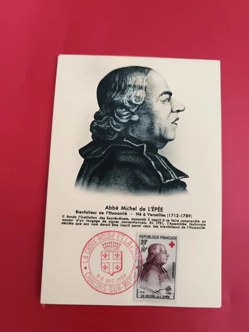 Carte maximum Abbé de l'Épée Croix-Rouge 1959 philatélie Châlons-sur-Marne