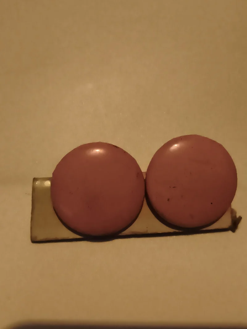 Paire boucles d’oreilles vintage rondes rose, clip rétro années 70