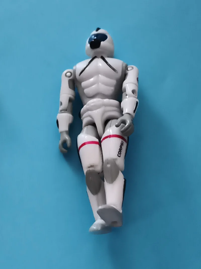 Figurine articulée COPS GI Joe blanc gris robot années 80 vintage toy
