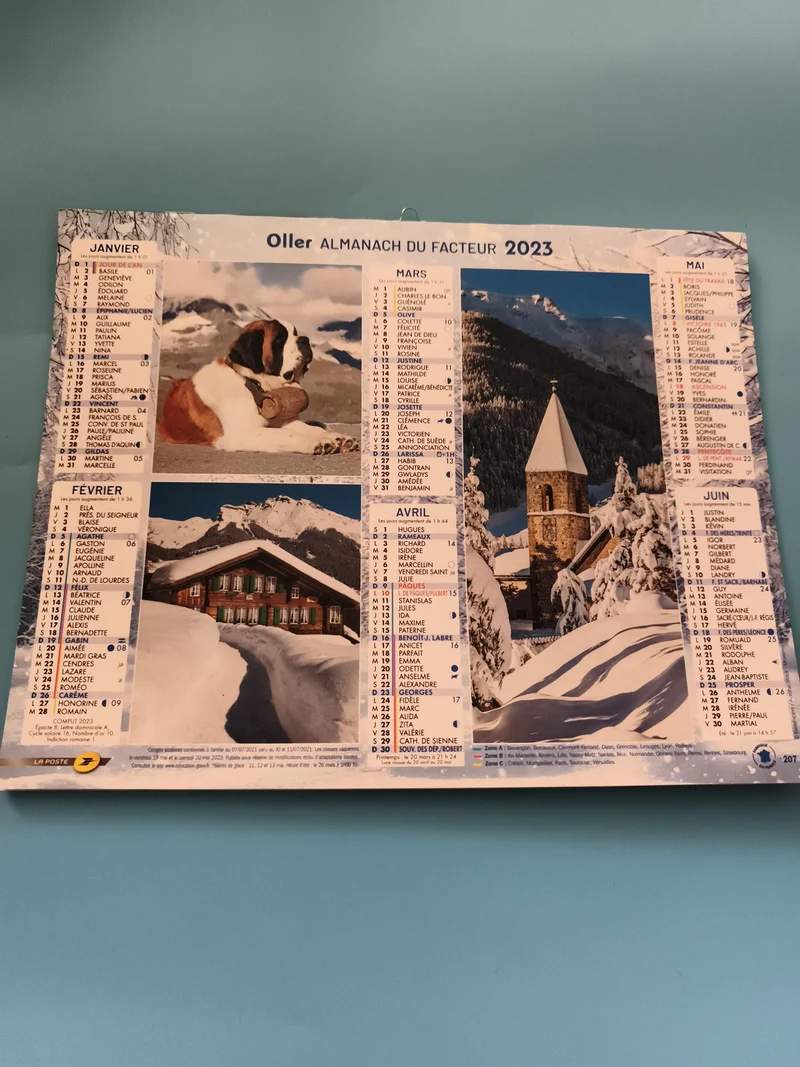 Almanach du facteur Oller 2023 neuf calendrier mural montagne chien