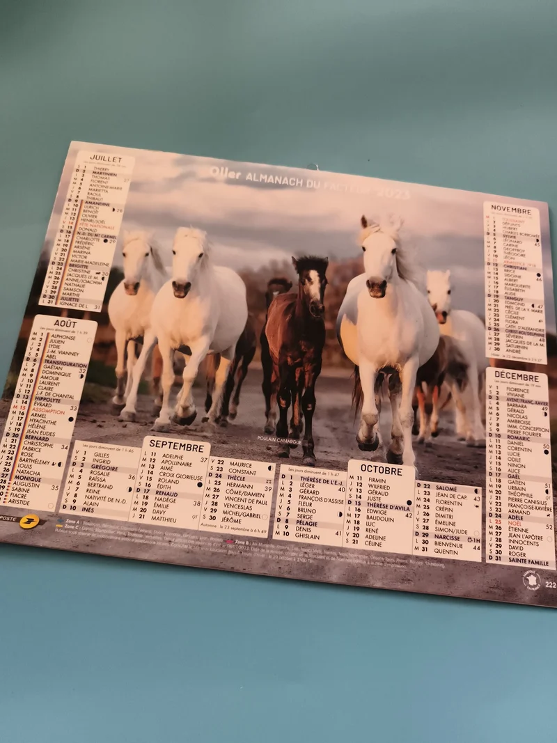 Almanach du facteur 2023 chevaux Oller neuf calendrier mural La Poste