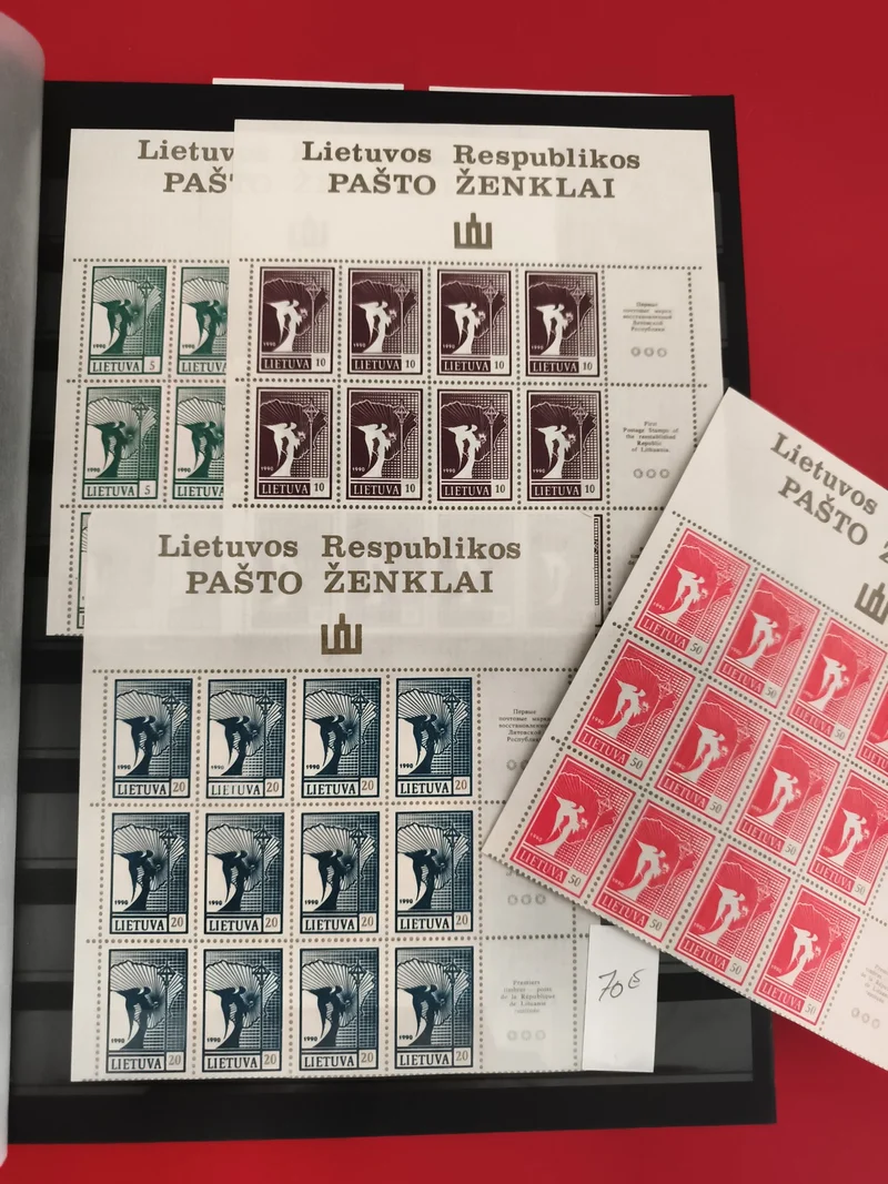 Feuilles timbres Lituanie 1990 Lietuvos Respublikos Pašto ženklai séries complèt