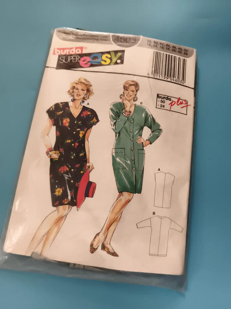 Patron couture Burda Super Easy 4609 robe femme vintage années 80 grandes taille