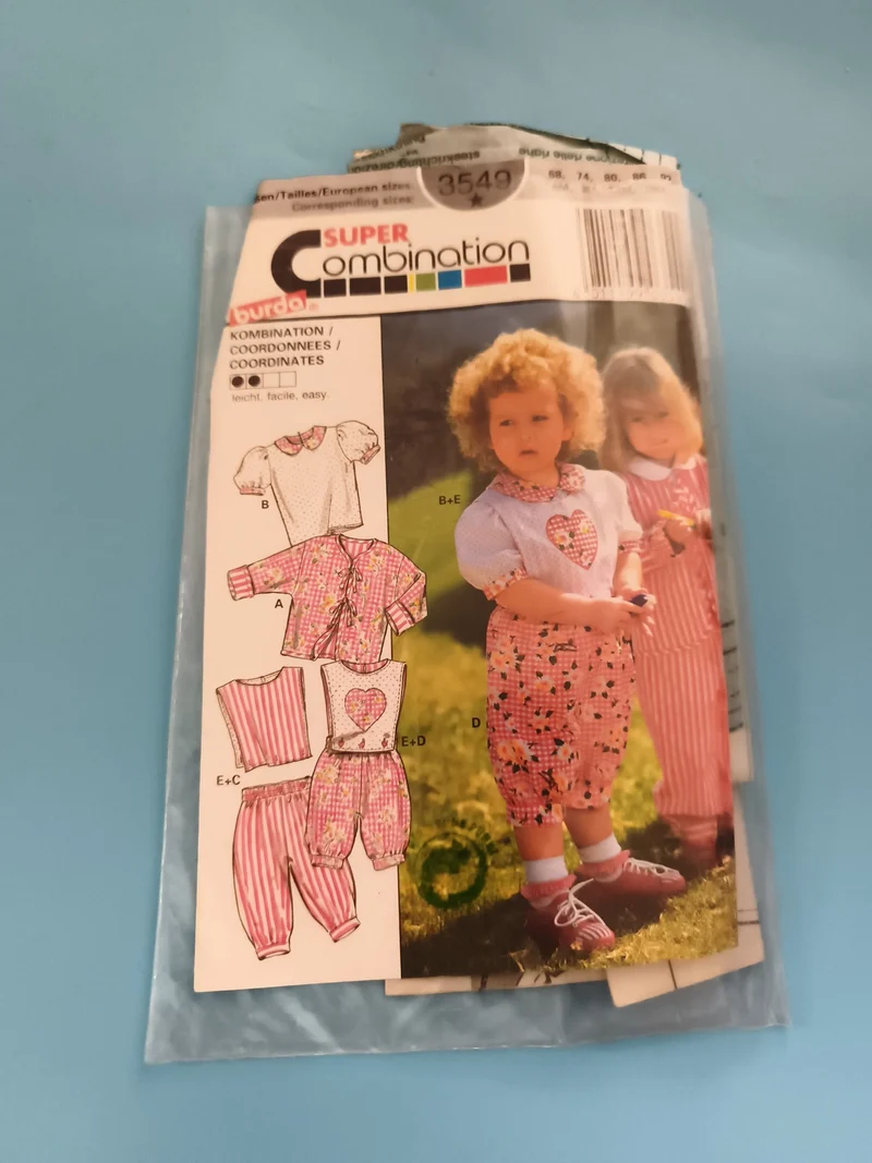 Patron ancien Burda 3549 enfant, Super Combination, couture vintage, années 80