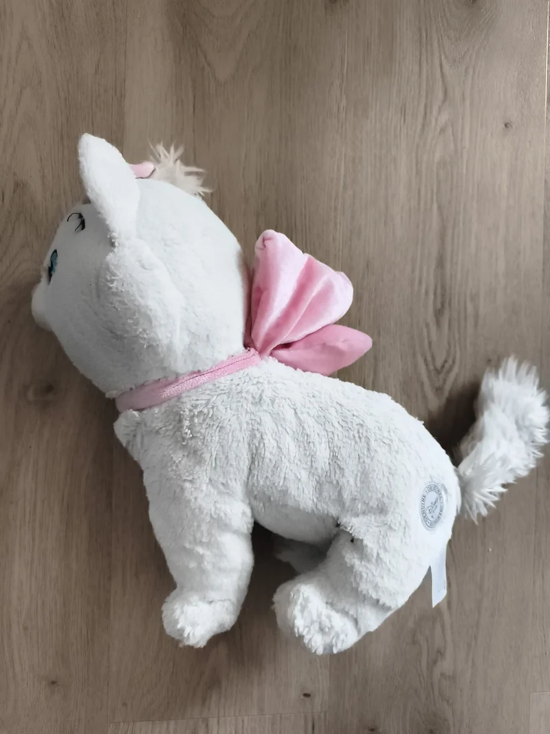 Peluche Disney Marie Aristochats blanche nœud rose doudou chat