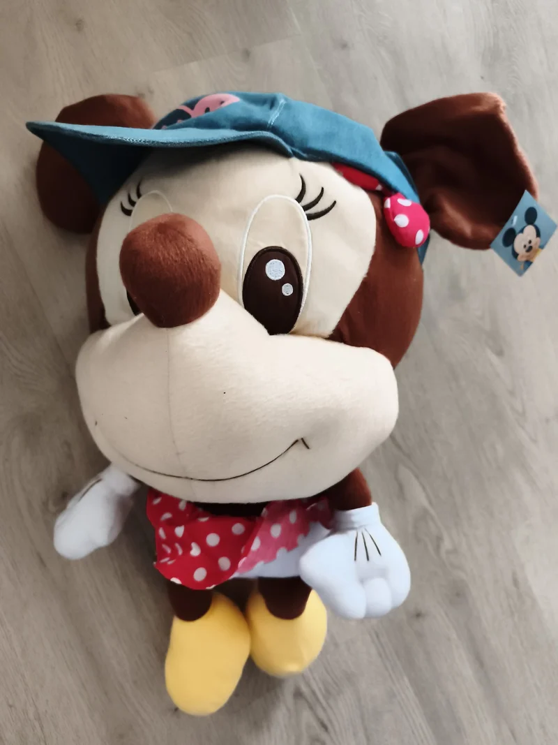 Peluche Minnie Disney Tokyo chapeau bleu foulard pois visage souriant