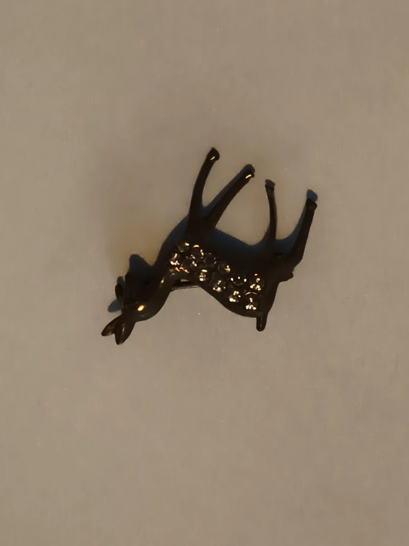 Broche vintage faon doré strass, broche animal rétro, pin's biche