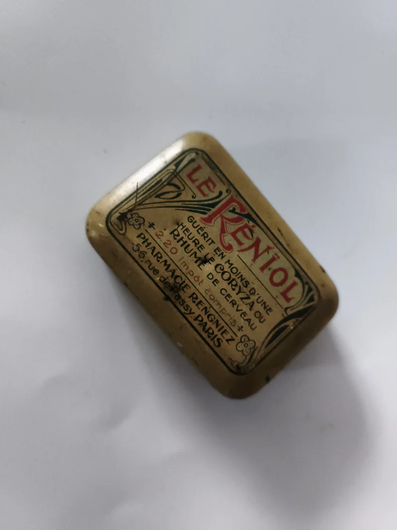 Boîte ancienne Le Kentiol pharmacie Rengnetz Paris déco vintage métal