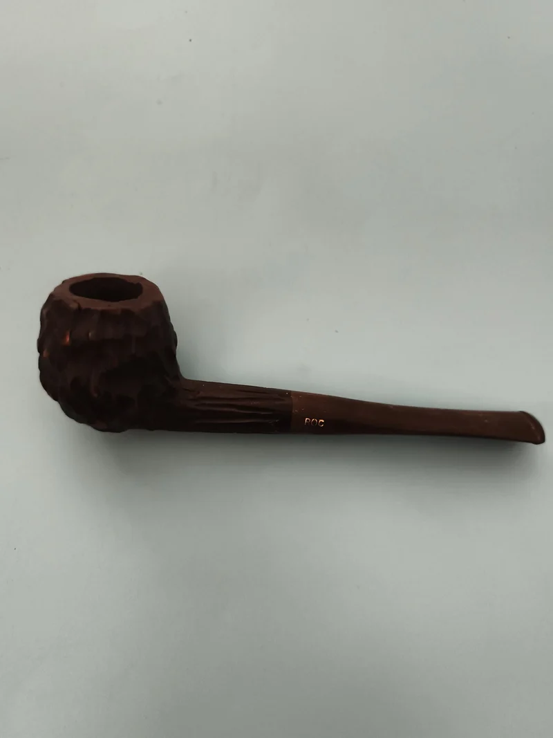 Pipe ancienne rustiquée brune, marque POC, vintage, fumeur rétro