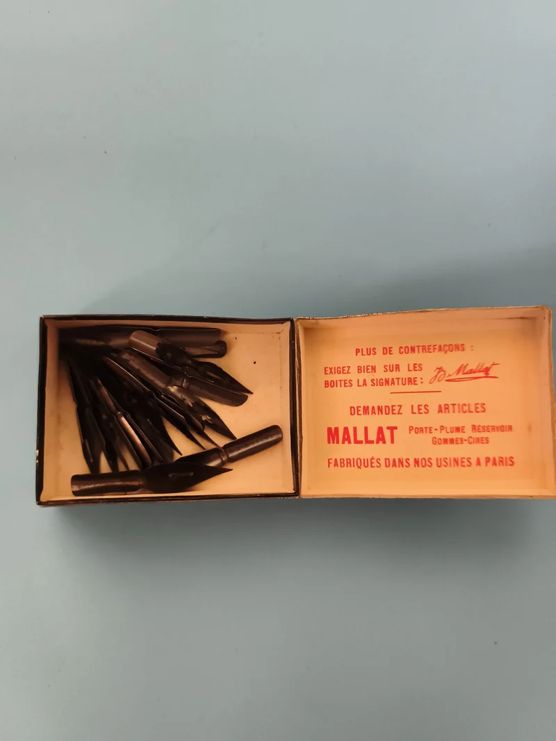 Plumes anciennes Mallat boîte d’origine – plume métallique écriture vintage