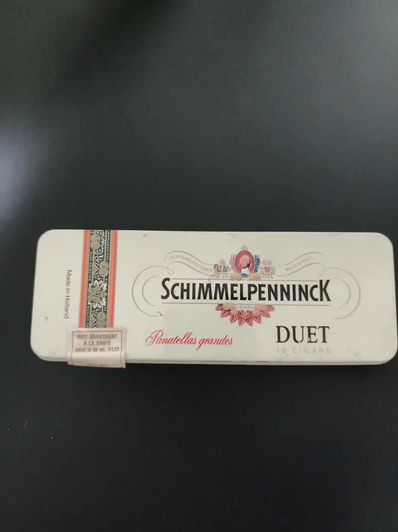 Boîte ancienne SCHIMMELPENNINCK cigare métal Panatellas grandes DUET