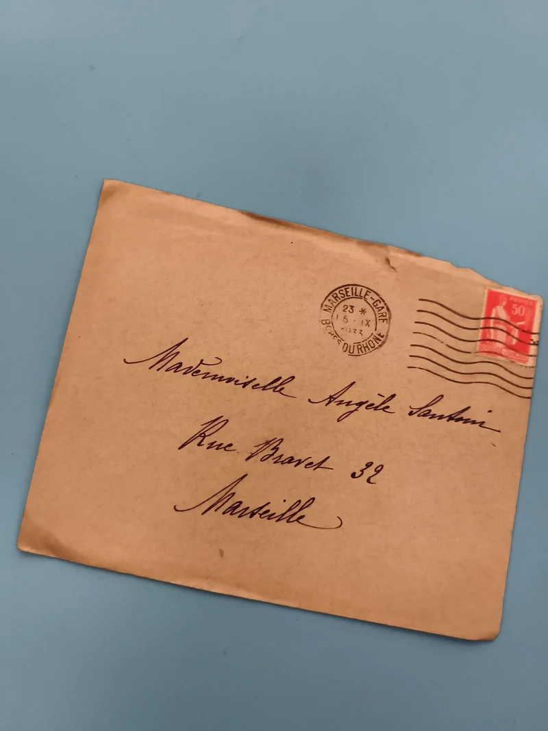 Lettre ancienne oblitérée Marseille 1947 timbre 50c philatélie (Ref 3)