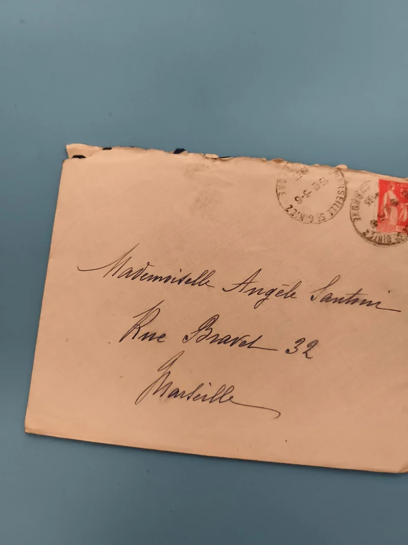 Lettre ancienne timbrée France Marseille philatélie cachet poste (Ref 3)
