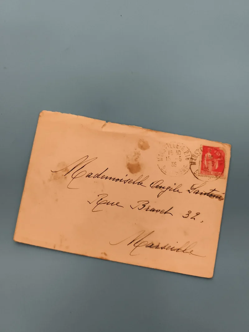 Lettre ancienne timbrée France cachet 1900s Marseille philatélie (Ref 3)