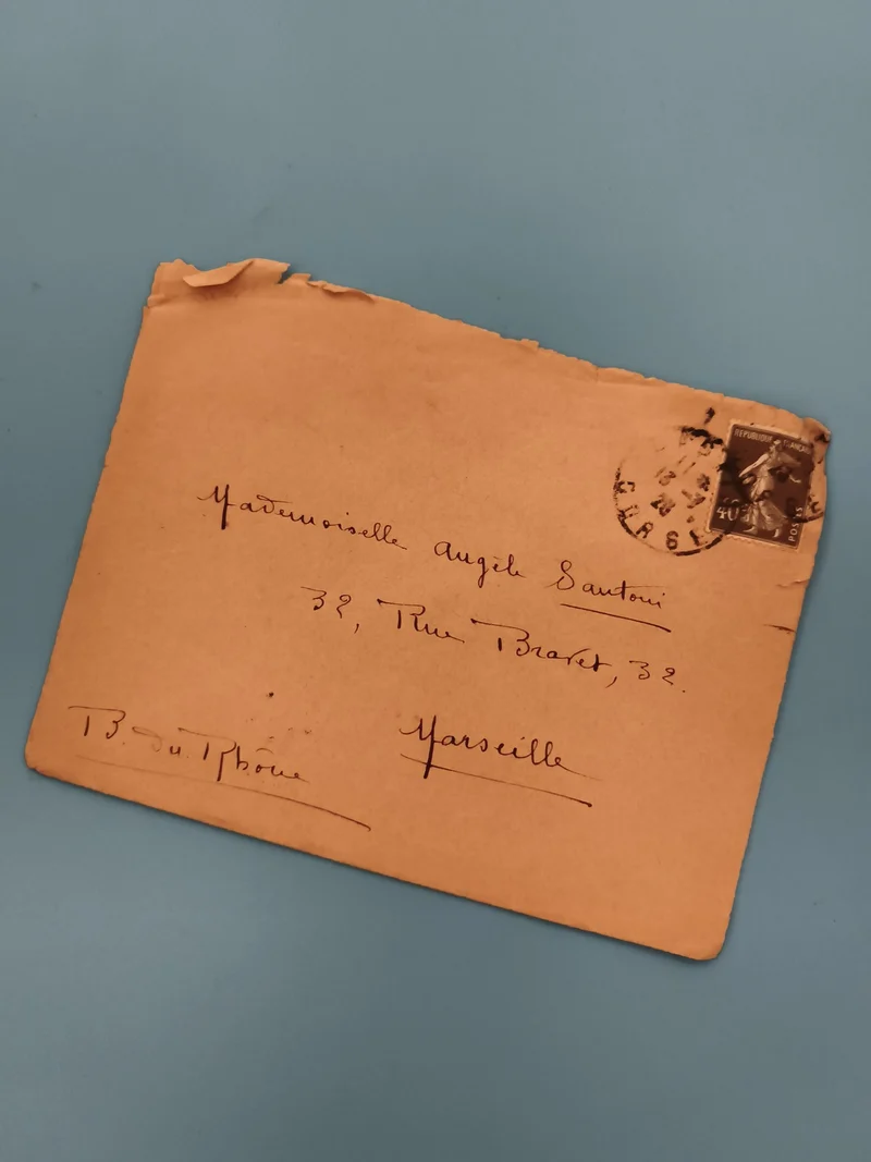 Lettre ancienne affranchie timbre Marianne 40c manuscrite Marseille philatélie