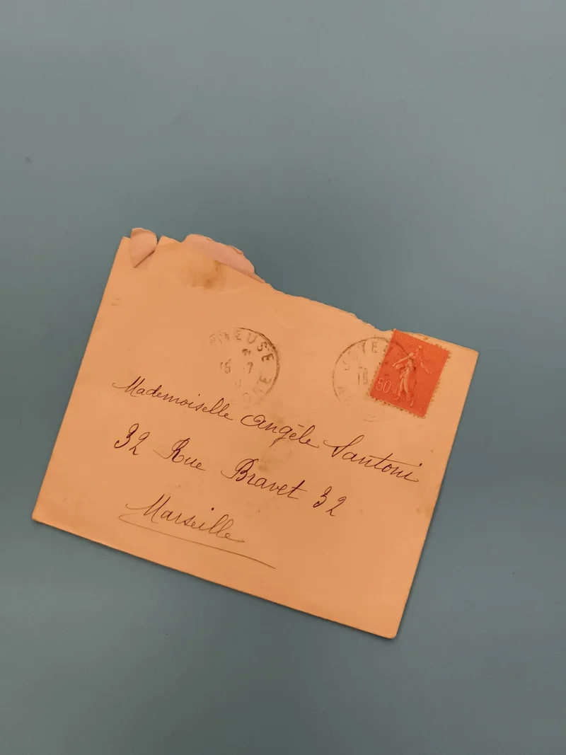 Lettre ancienne timbrée France 50c orange, oblitération, Marseille philatélie (R