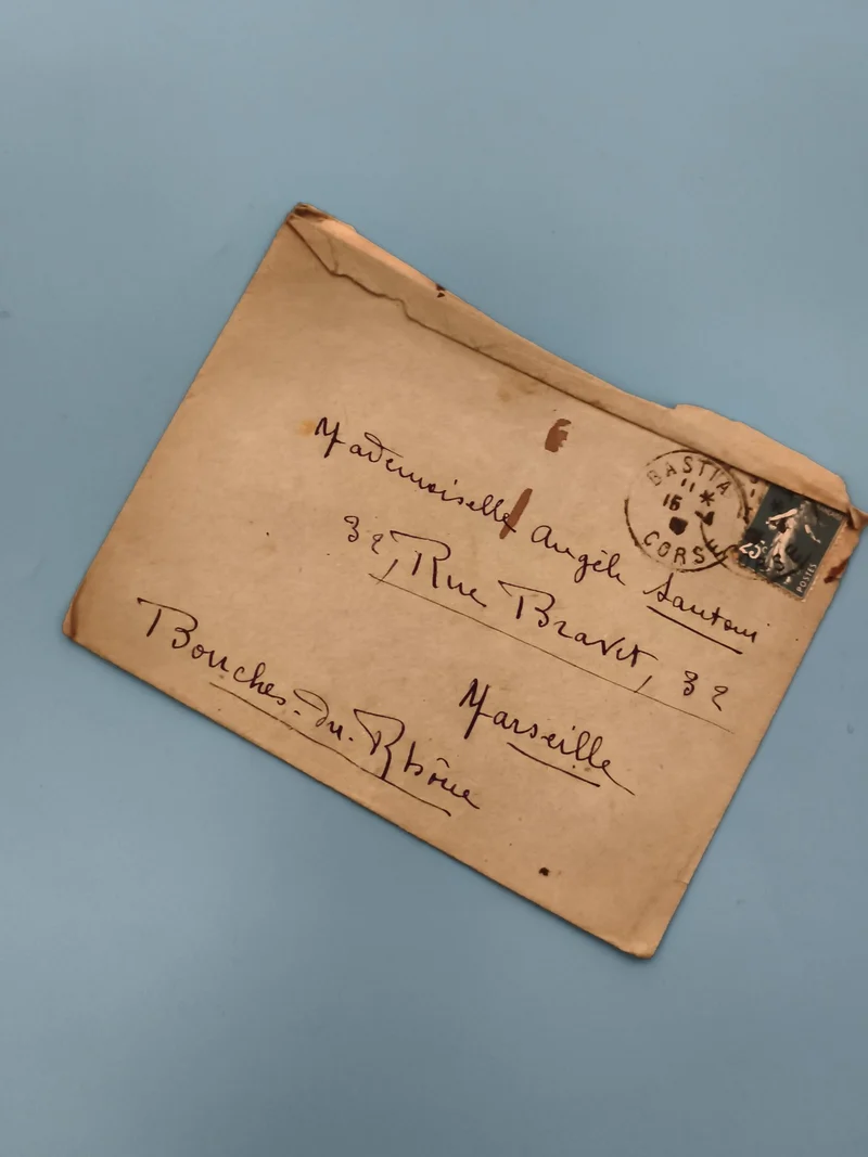 Lettre ancienne Bastia Marseille timbre oblitéré Corsica philatélie (Ref 3)