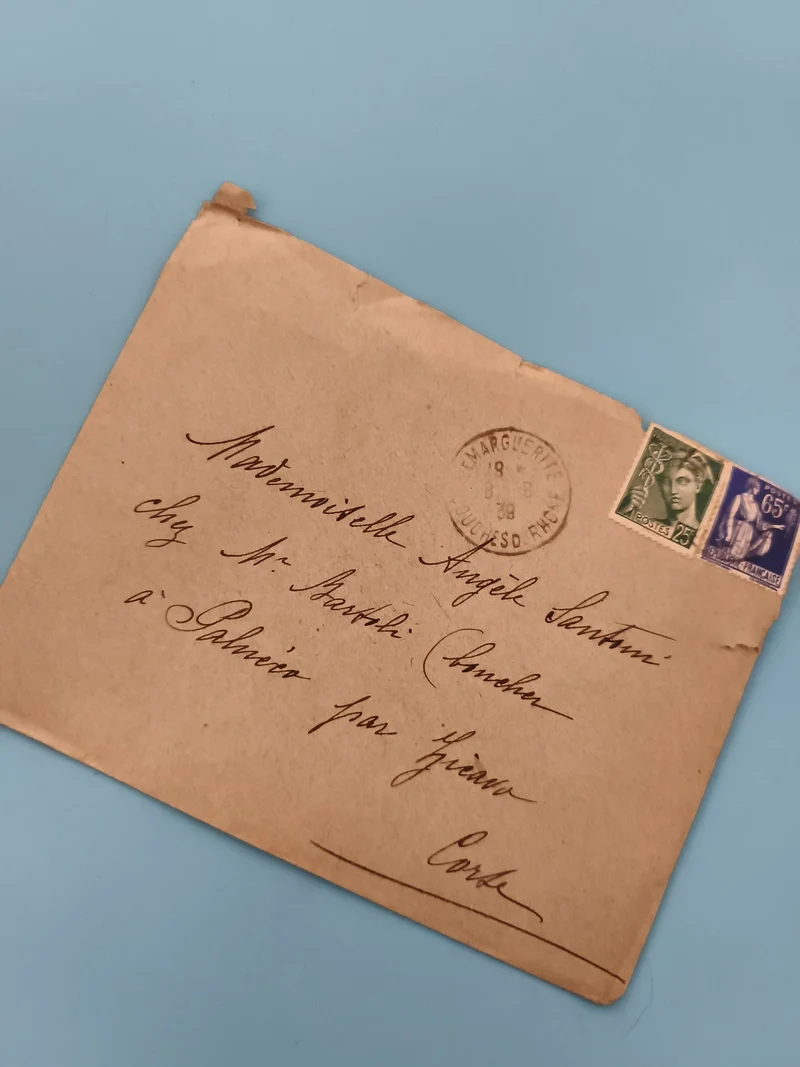 Lettre ancienne France timbres 1958 oblitérés philatélie Corse (Ref 3)