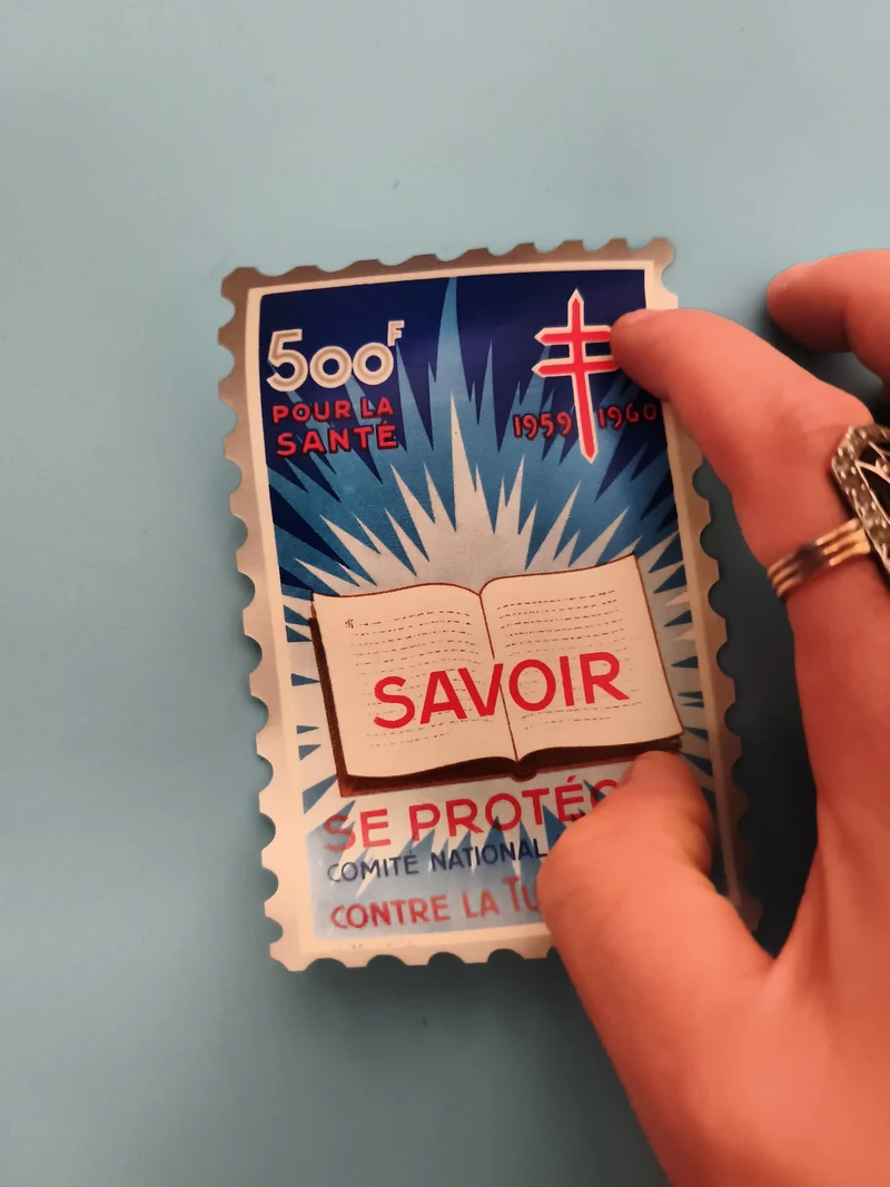 Timbre illustré santé 500F Savoir 1959-1960 Croix de Lorraine philatélie