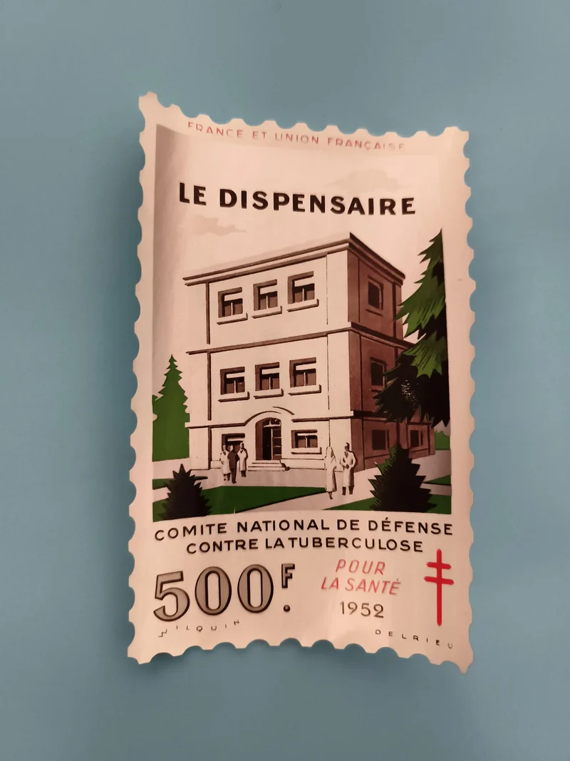 Timbre France 1952 Le Dispensaire 500F Croix de Lorraine Philatélie santé