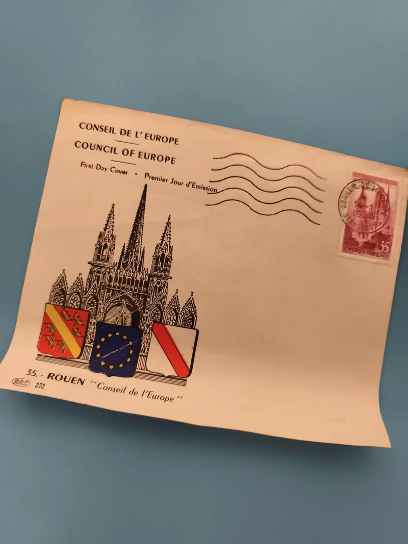 Lettre Premier Jour Conseil de l'Europe Rouen blason cathédrale philatélie FDC