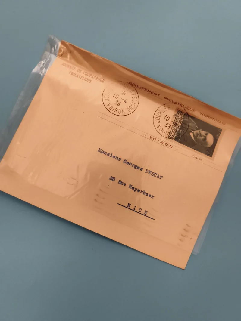 Lettre philatélique oblitérée 1938 Voiron timbre Marianne France philatélie