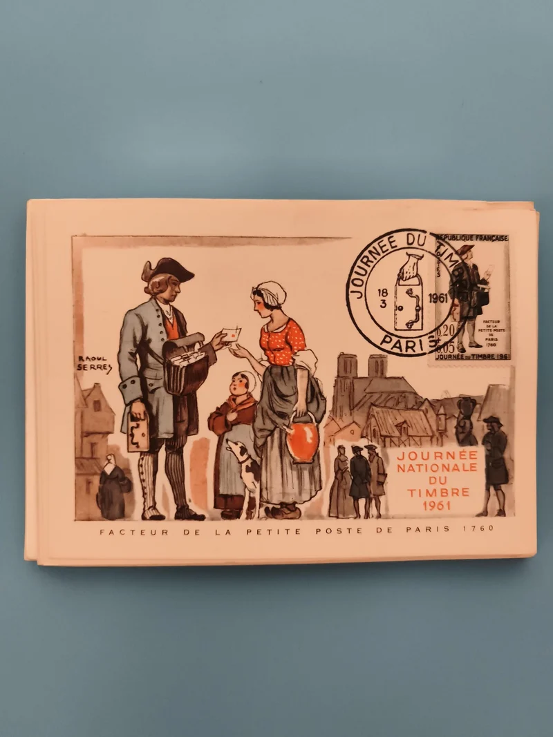 Carte philatélique Journée du Timbre 1961 Paris oblitérée illustration Raoul Ser