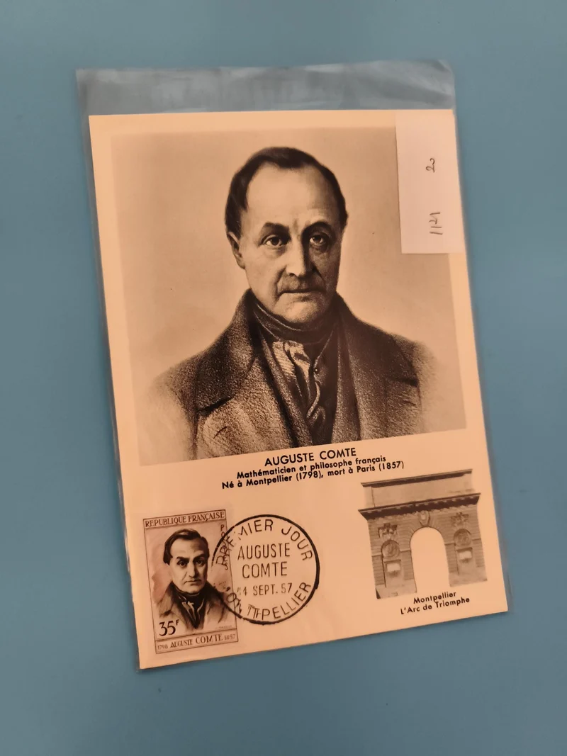 Carte Premier Jour Auguste Comte Montpellier 1957 philatélie FDC (Ref 2)