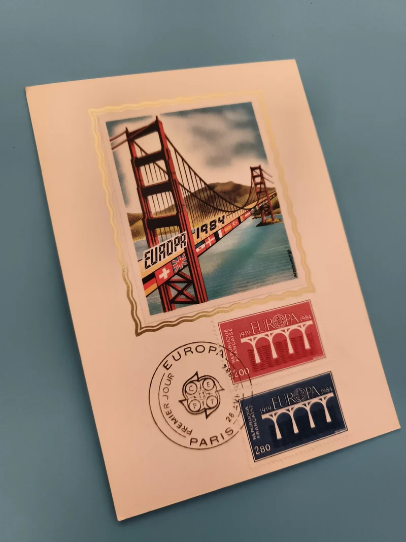 Carte Premier Jour Europa 1984 pont illustré timbres France CEPT philatélie