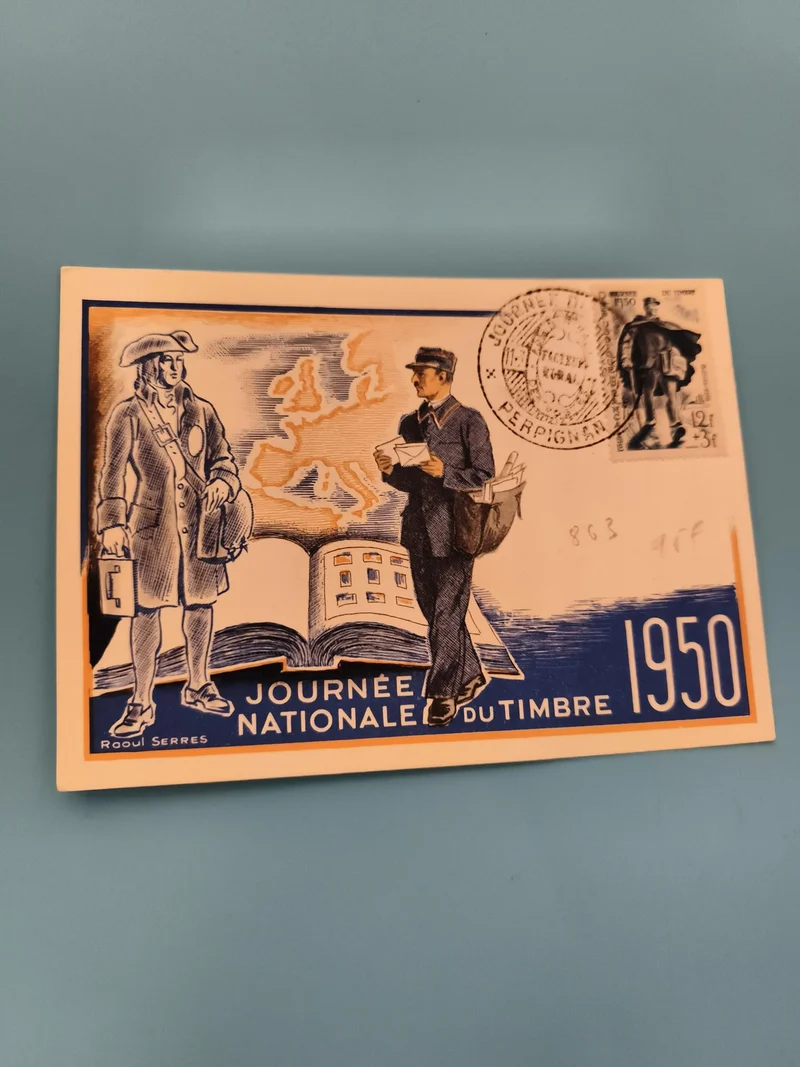 Carte philatélique Journée Nationale du Timbre 1950 France oblitérée