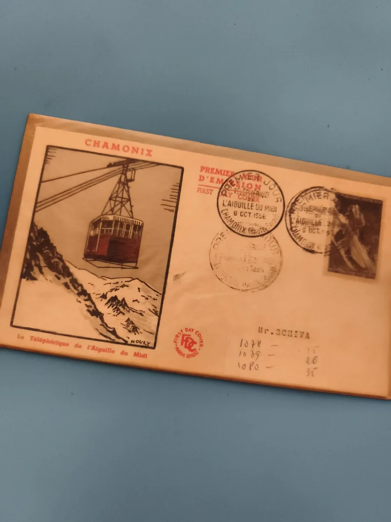 Lettre premier jour Chamonix téléphérique Aiguille du Midi 1956 philatélie FDC