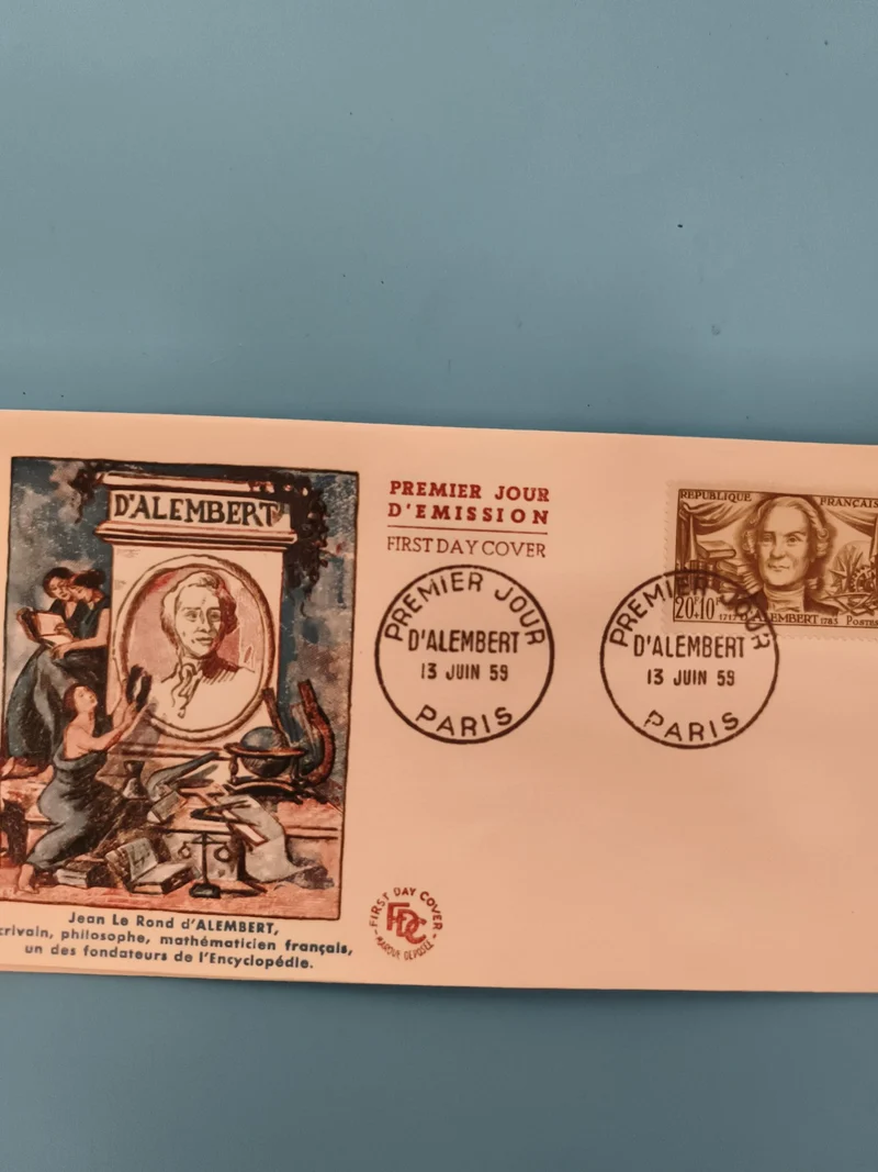 Lettre Premier Jour D'Alembert FDC 1959 Paris oblitération philatélie