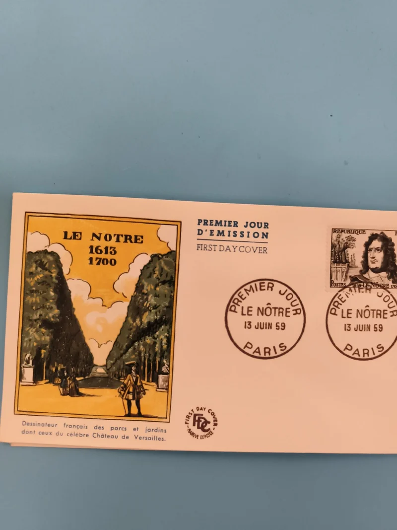 Lettre Premier Jour Le Nôtre 1959 FDC Paris timbre illustré philatélie