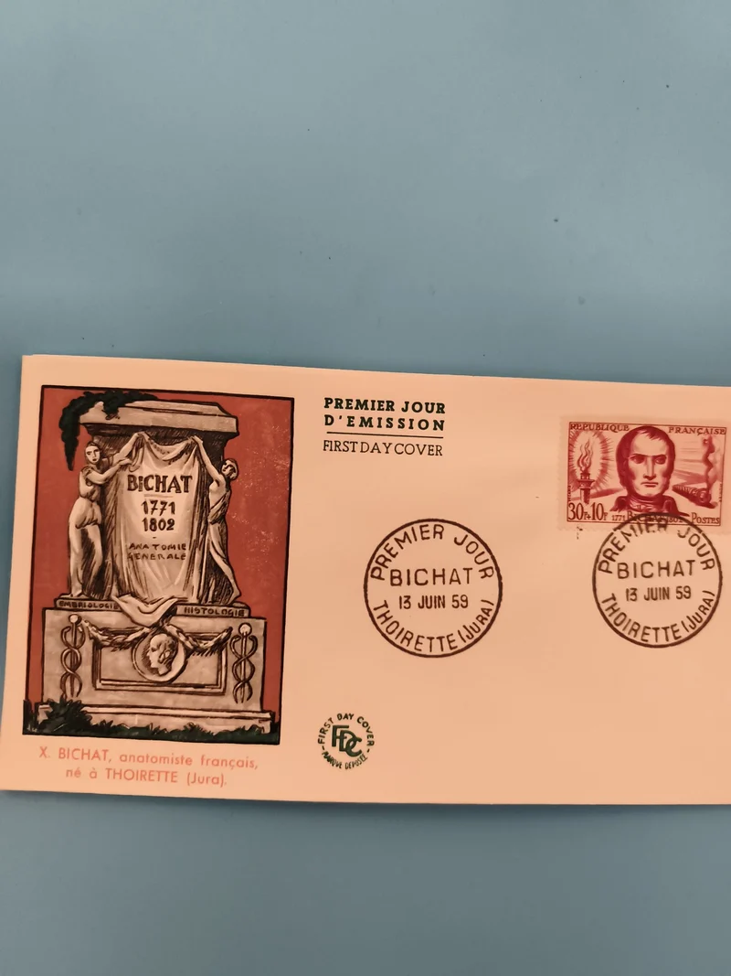 Lettre Premier Jour Bichat 1959 FDC anatomiste Thoirette Jura philatélie