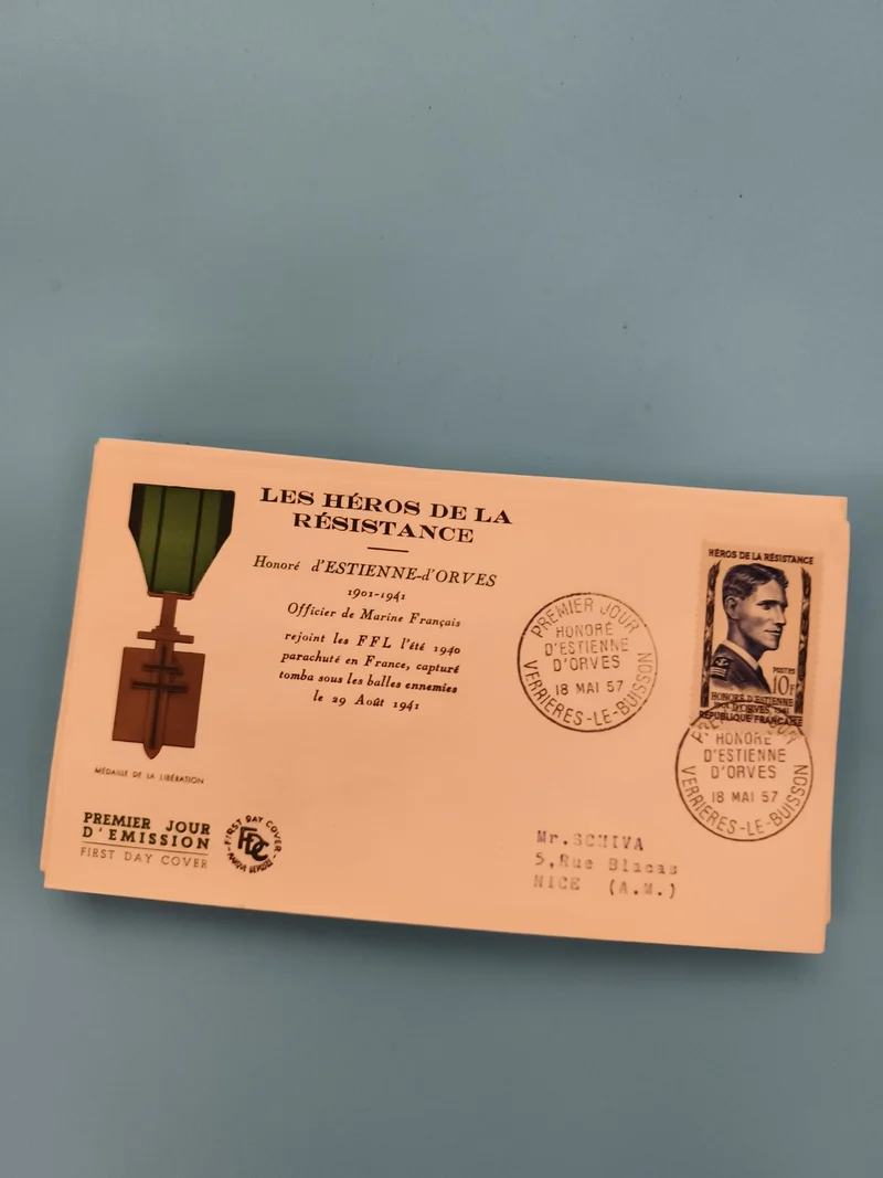 Lettre FDC Héros Résistance d'Estienne d'Orves 1957 timbre oblitéré philatélie