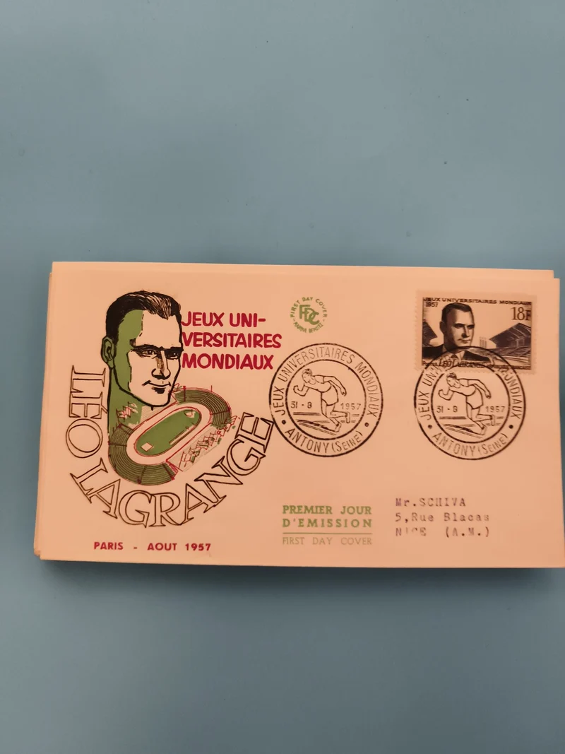 Lettre FDC Jeux Universitaires Mondiaux 1957 Léo Lagrange Paris Août philatélie