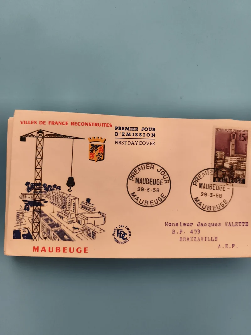 Lettre Premier Jour Maubeuge 1958 Villes Reconstruites Philatélie (Ref 2)