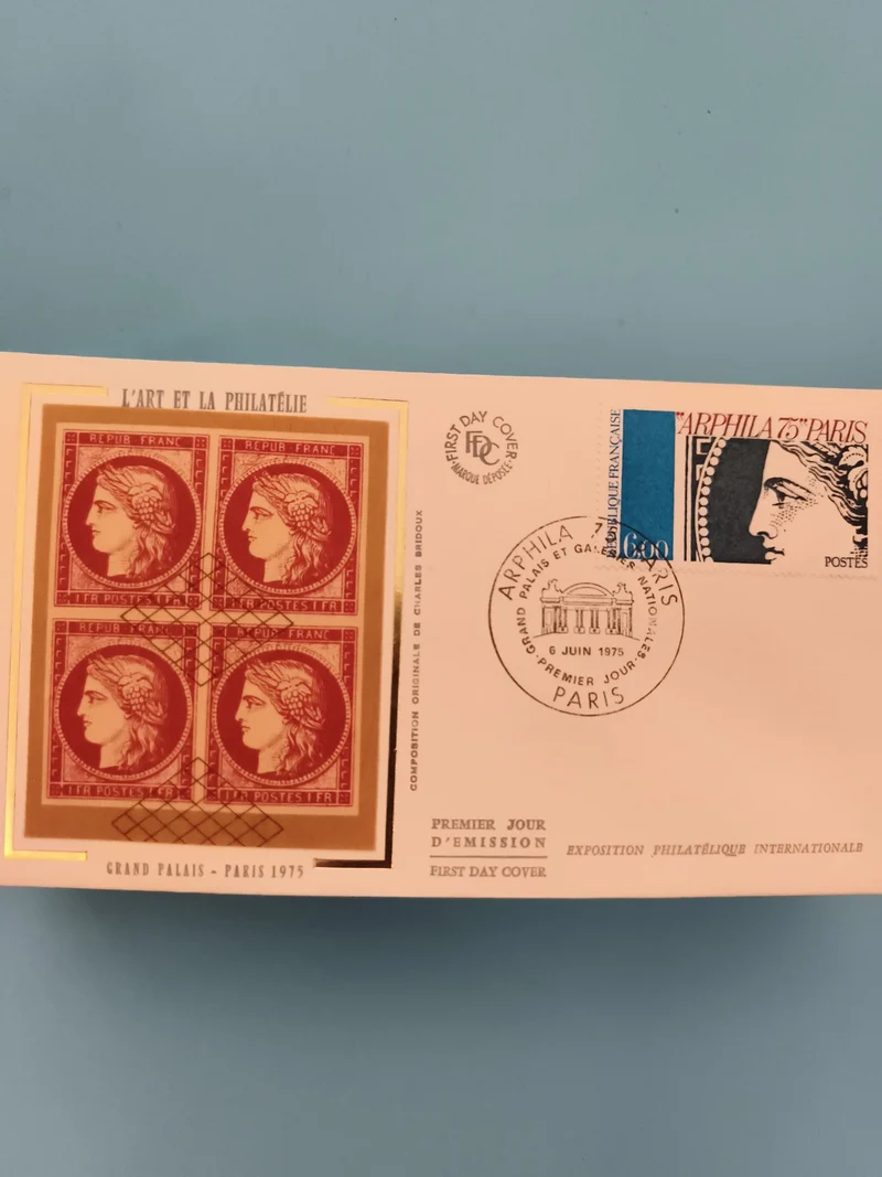 Enveloppe premier jour Arphila 75 Paris Grand Palais 1975, bloc Marianne, philat