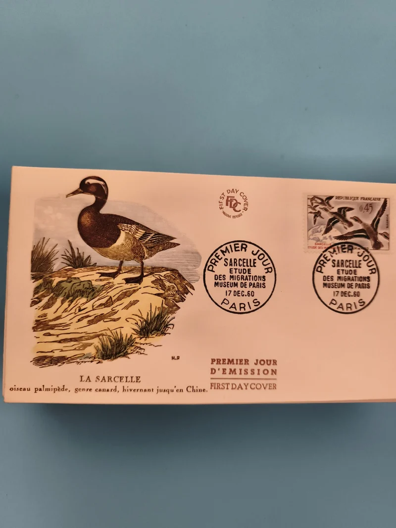 Enveloppe Premier Jour Sarcelle Paris 1960 oiseau canard philatélie FDC (Ref 2)