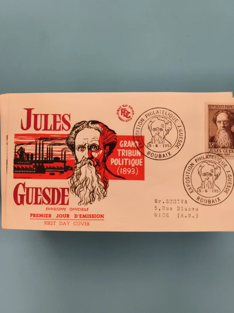Enveloppe Premier Jour Jules Guesde 1957 Roubaix Philatélie FDC (Ref 2)