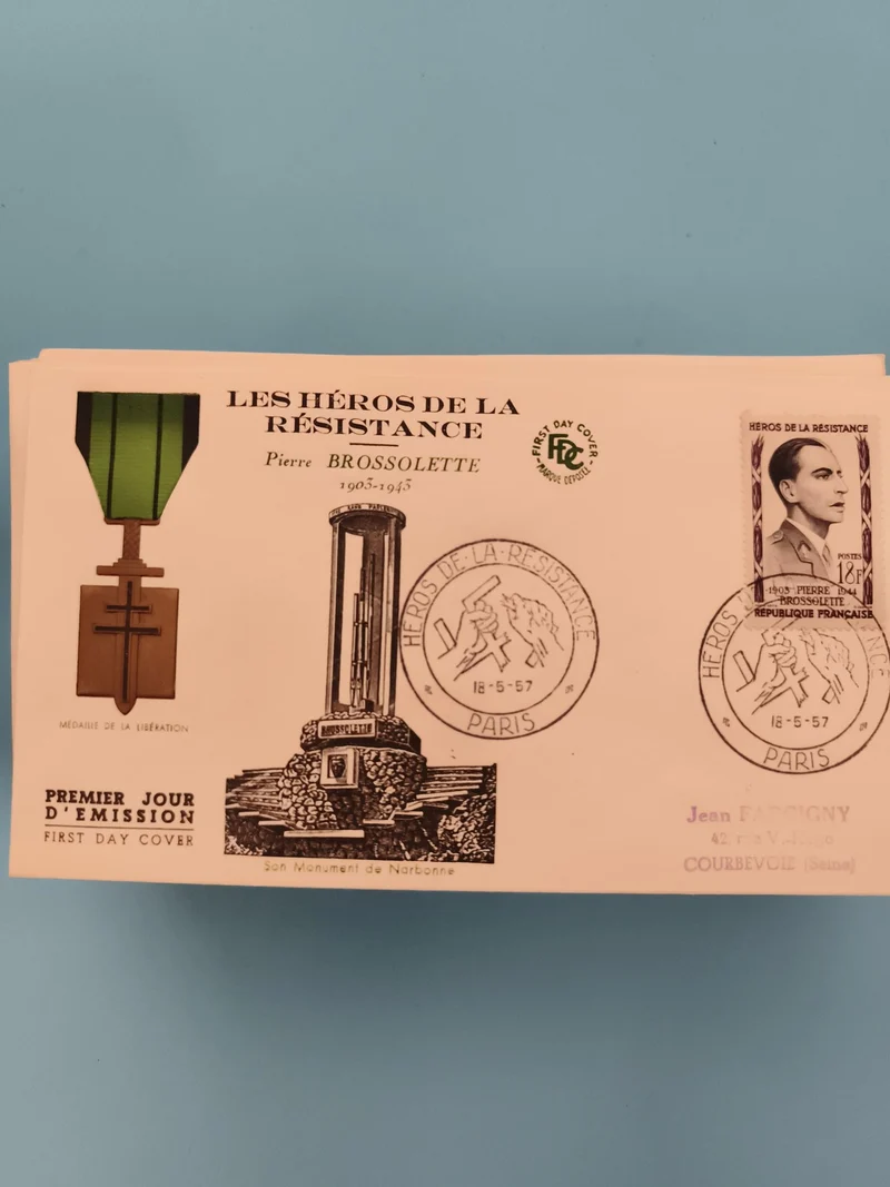Lettre Premier Jour Héros Résistance Pierre Brossolette 1957 FDC philatélie