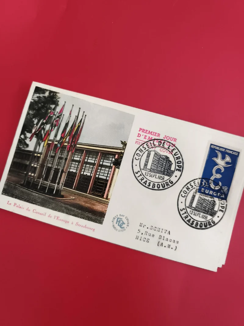 Lettre Premier Jour Strasbourg Conseil de l’Europe 1958 philatélie FDC (Ref 1)