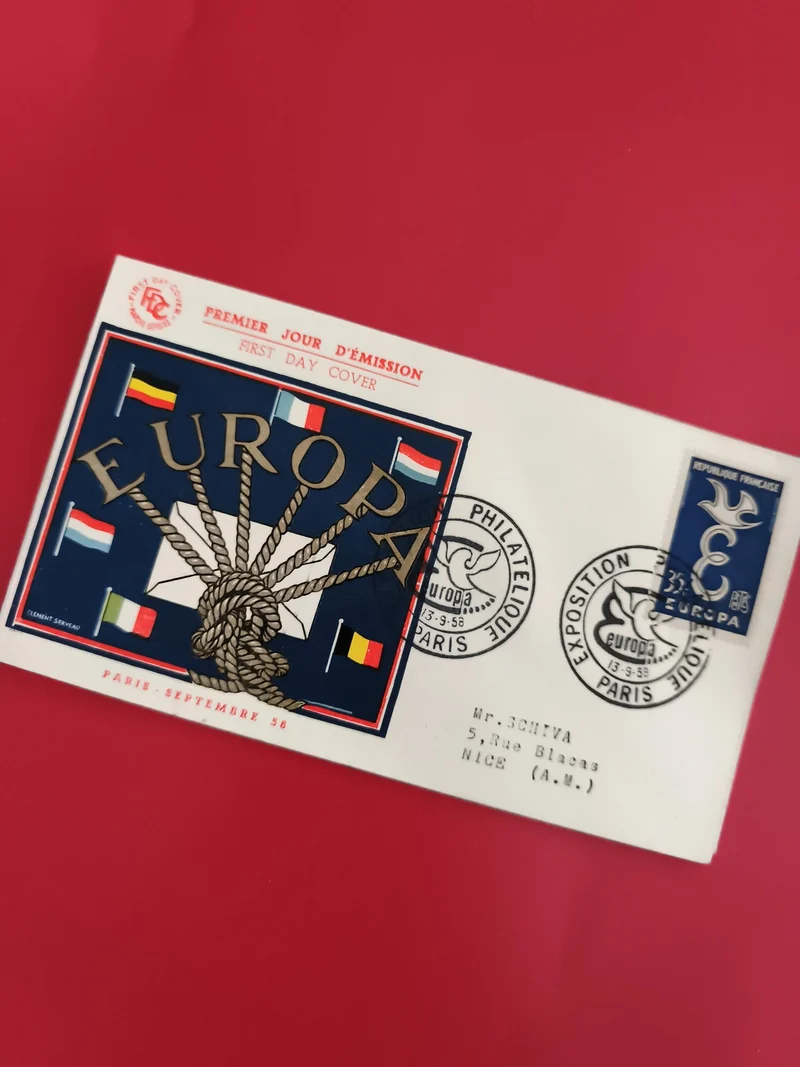 Lettre Premier Jour Europa 1958 Paris timbre France FDC philatélie (Ref 1)