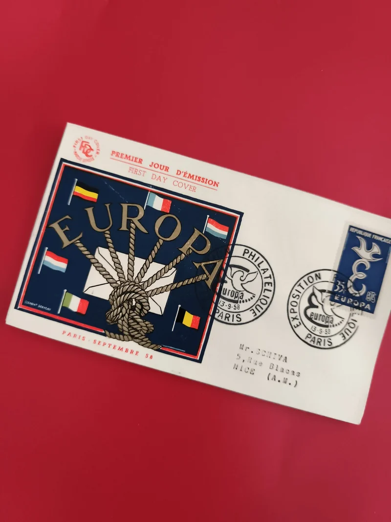 Lettre Premier Jour EUROPA 1958 Paris timbre Exposition Philatélie (Ref 1)