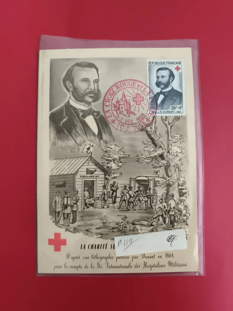 Carte premier jour Croix-Rouge 1958 Henri Dunant timbre France philatélie